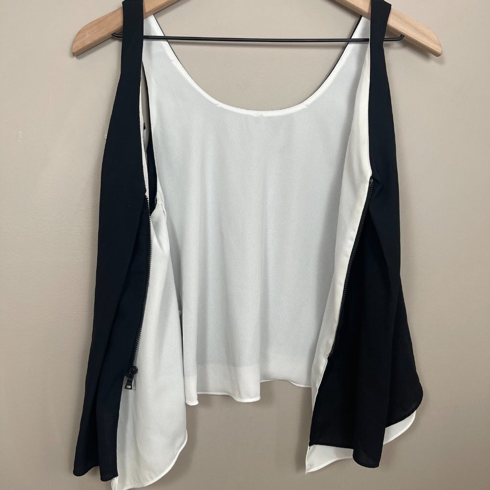 Sam Edelman Black & White Double Layer Sleeveless Top - Picture 10 of 12